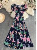 Floral V -Neck Short Sleeved Summer Dress